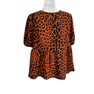 Lane Bryant | Orange Animal Print Open Bow Back Shirt Plus Size 16 NWT New